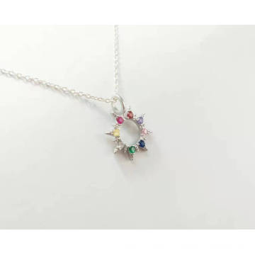 New design 925 sterling silver Polaris multi-color gemstone jewelry necklace pendant